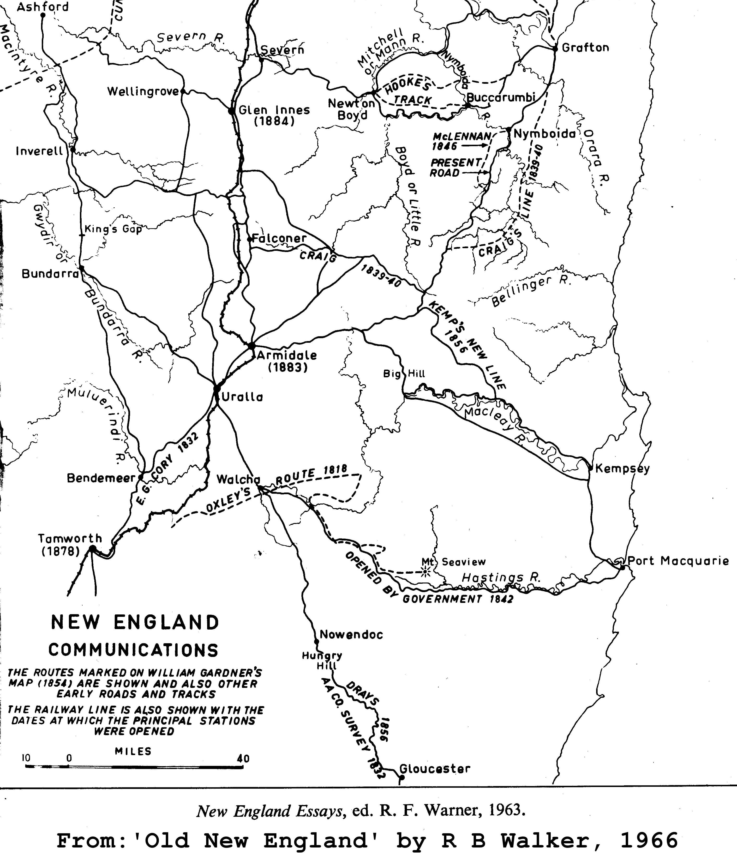 Map early routes from RB Walker's Old New England